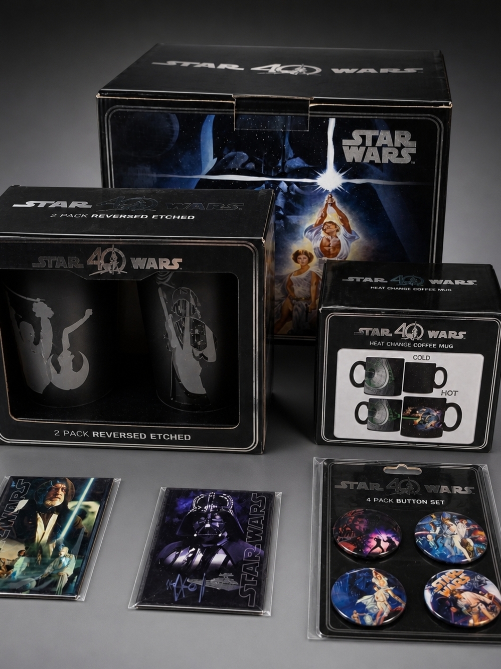 Star Wars 40th Anniversary Collectible  Set - Mug Button Msgnets Glasses